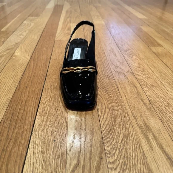 JIMMY CHOO - (New) Diamond Tilda Black Patent Slingback Loafers - NEW - Picture 9 of 16